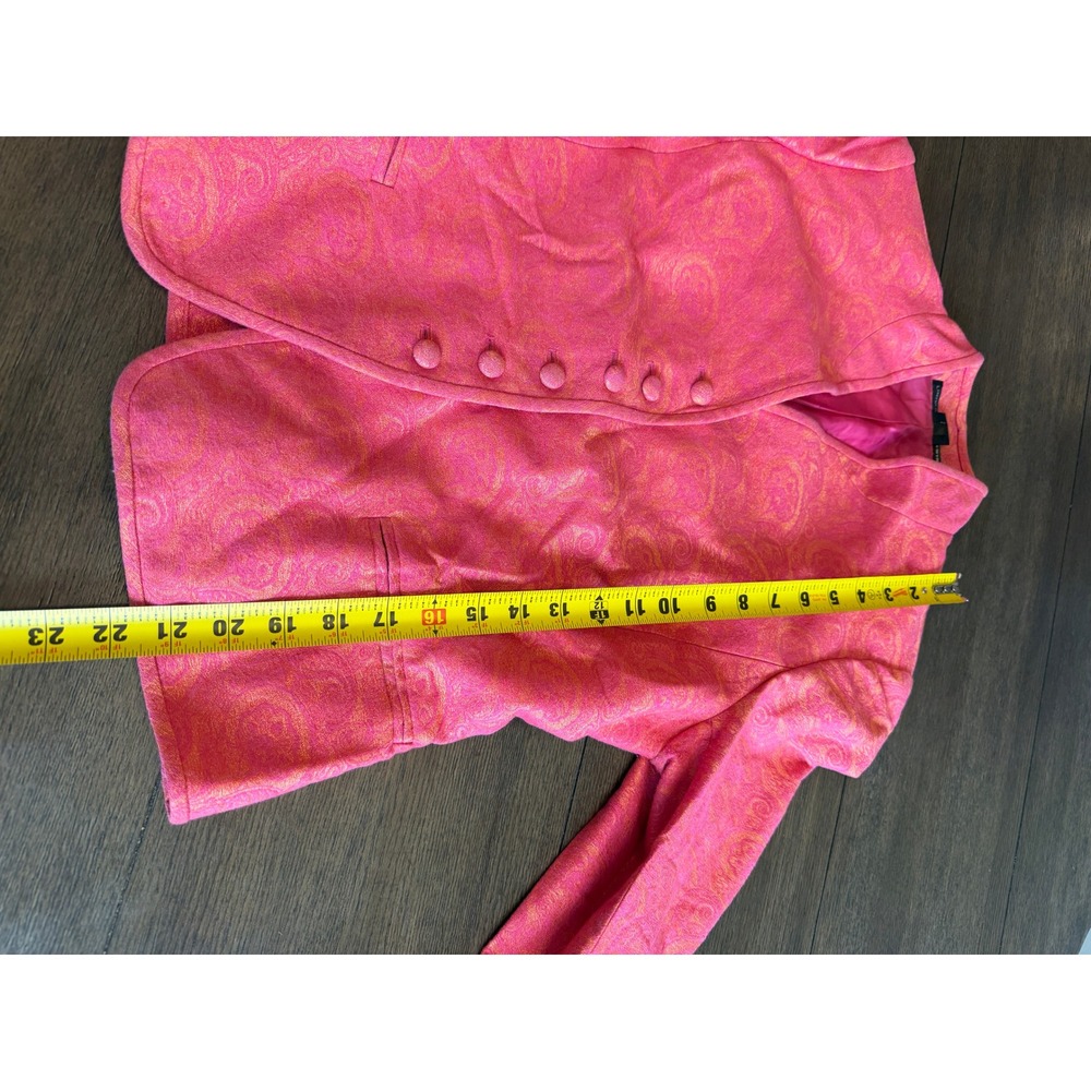 Linda Allard Ellen Tracy Vintage Pink Orange Paisley Jacquard Blazer Jacket Sz 8 - Picture 7 of 8